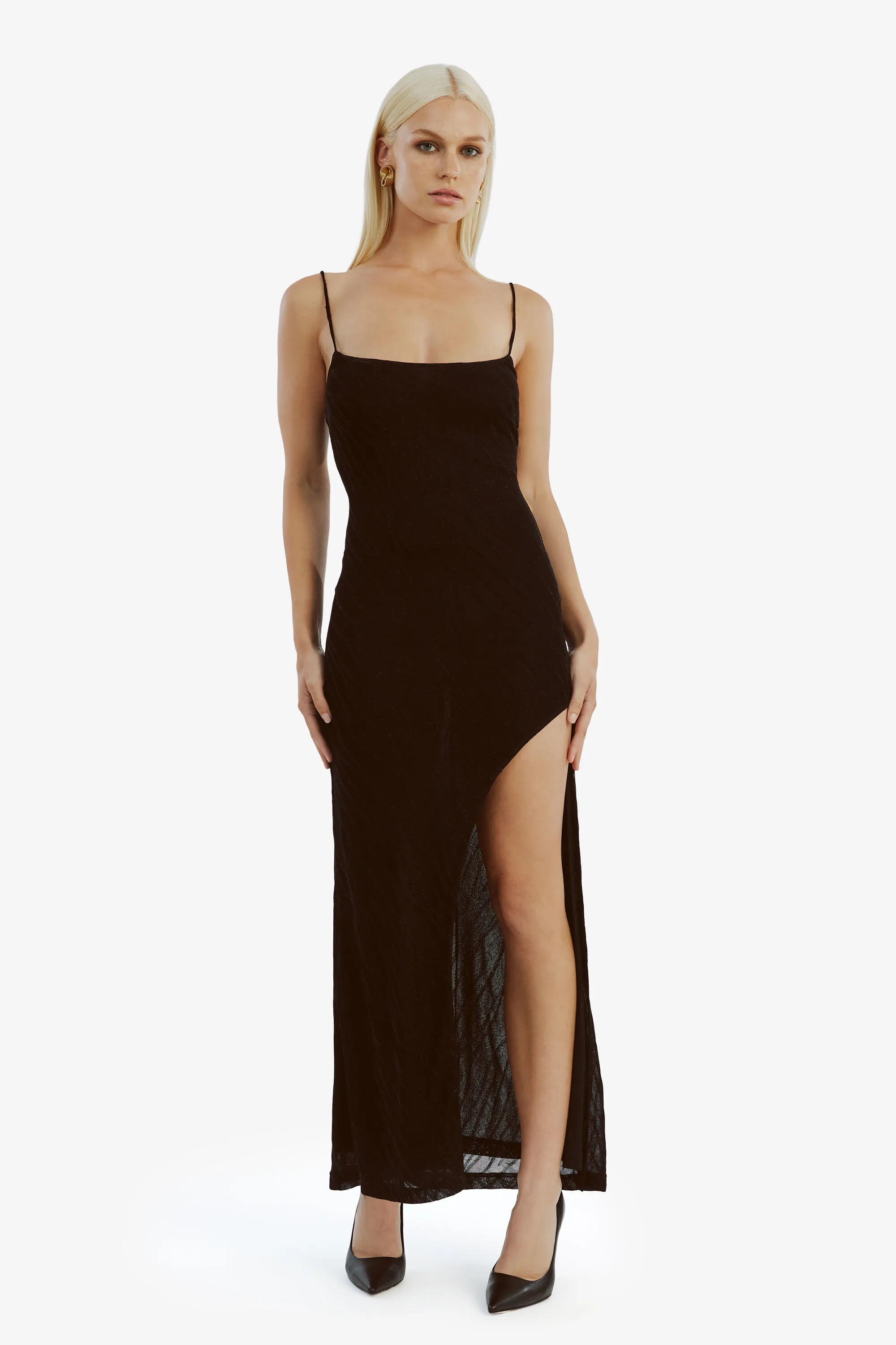 faro knit maxi dress in black