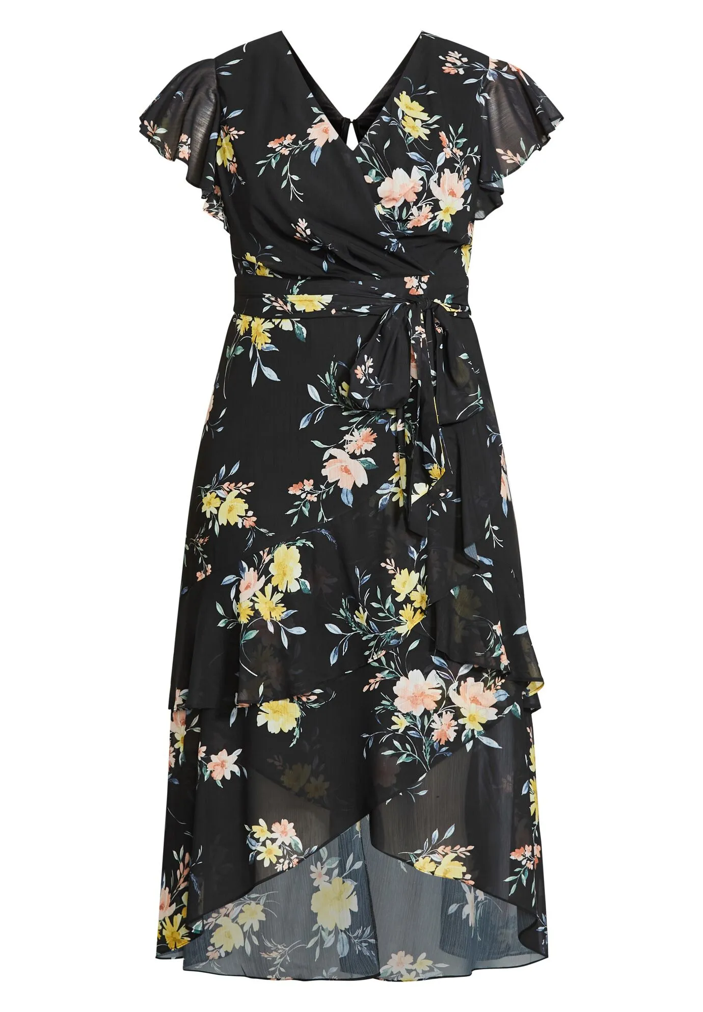 Flirty Tier Print Maxi Dress - black