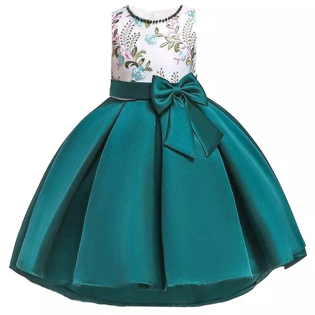 Floral Bow Dress For Girls- Sleeveless