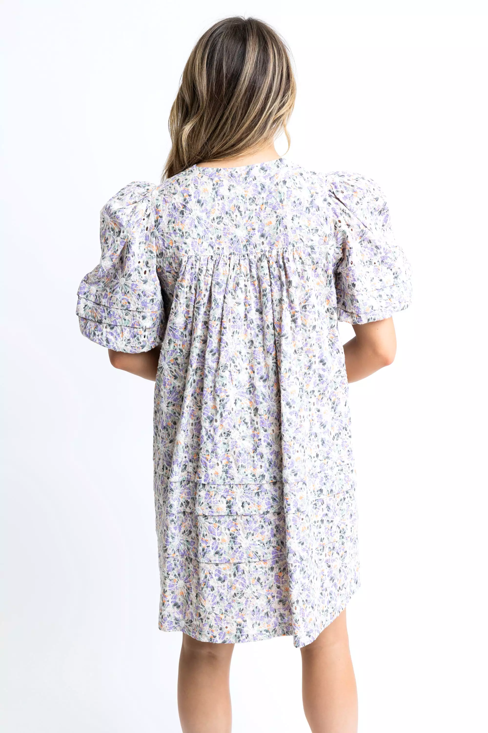 Floral Embroidered Vneck Dress