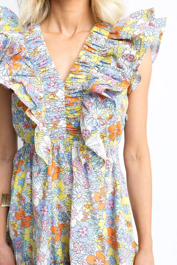 Floral London Double Vneck Dress