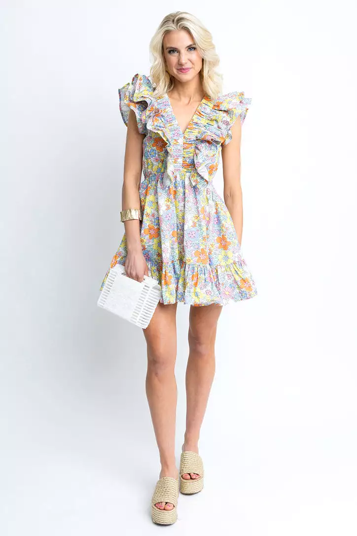 Floral London Double Vneck Dress