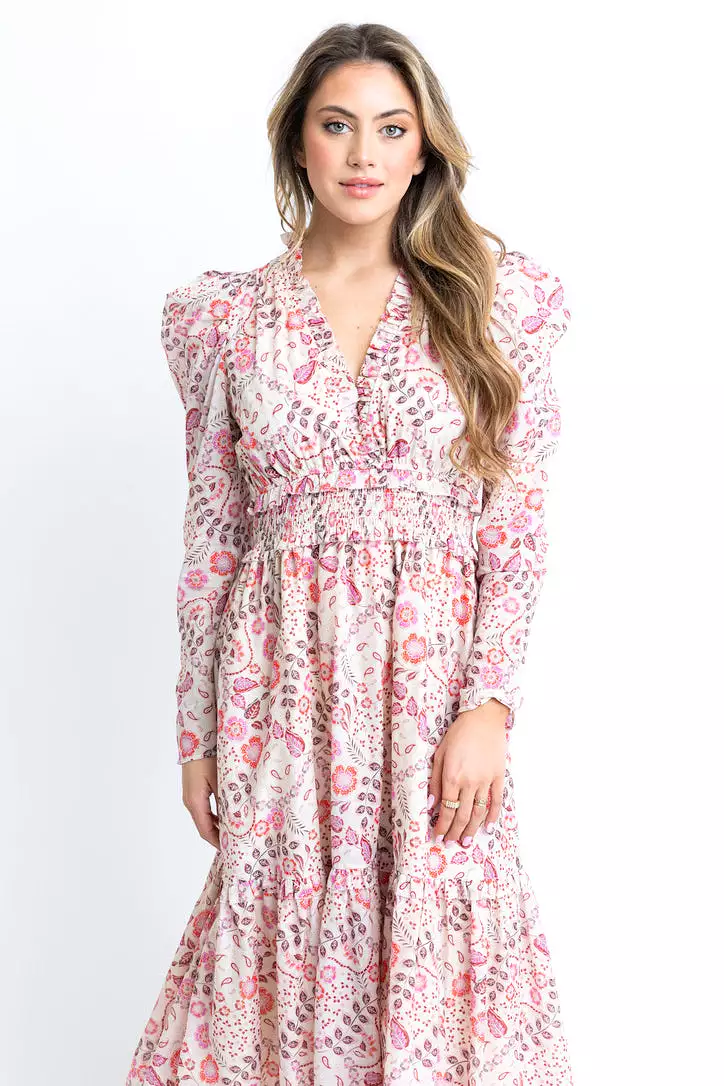 Floral Paris Vneck Maxi Dress