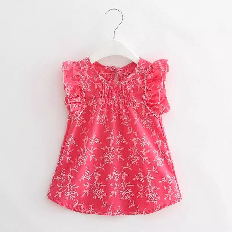 Floral Petal Sleeves Girls Dresses