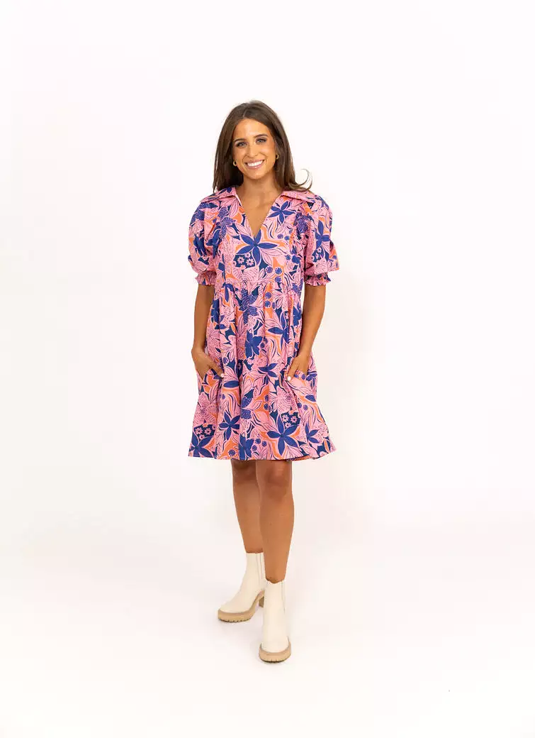 Floral Poplin Puff Sleeve Dress