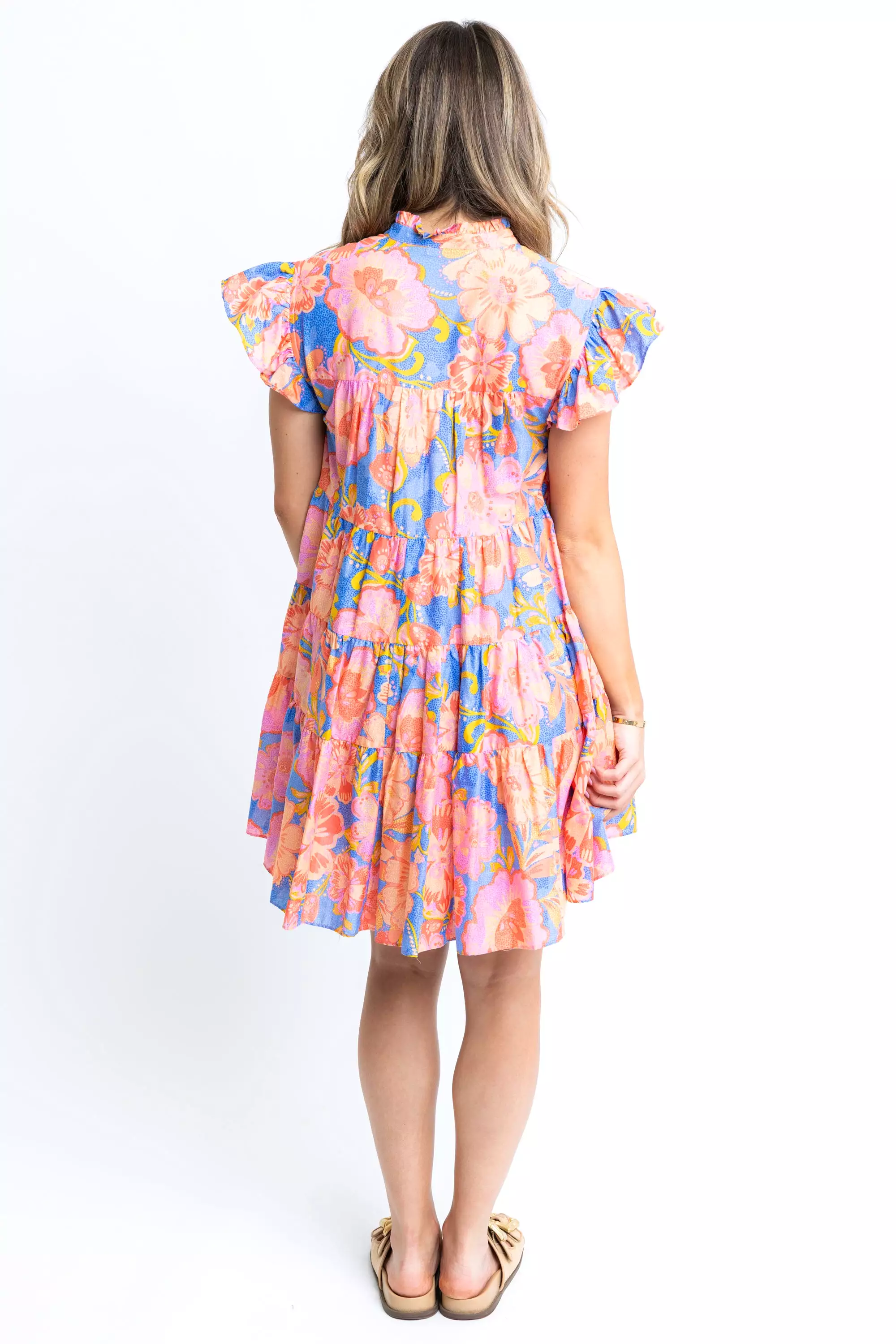 Floral Tier Pleat Dress