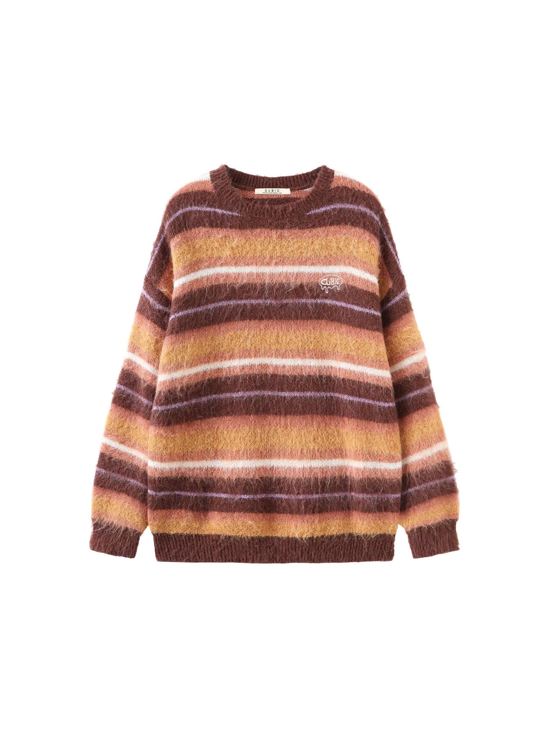 Fluffy Striped Oversized Knit Sweater