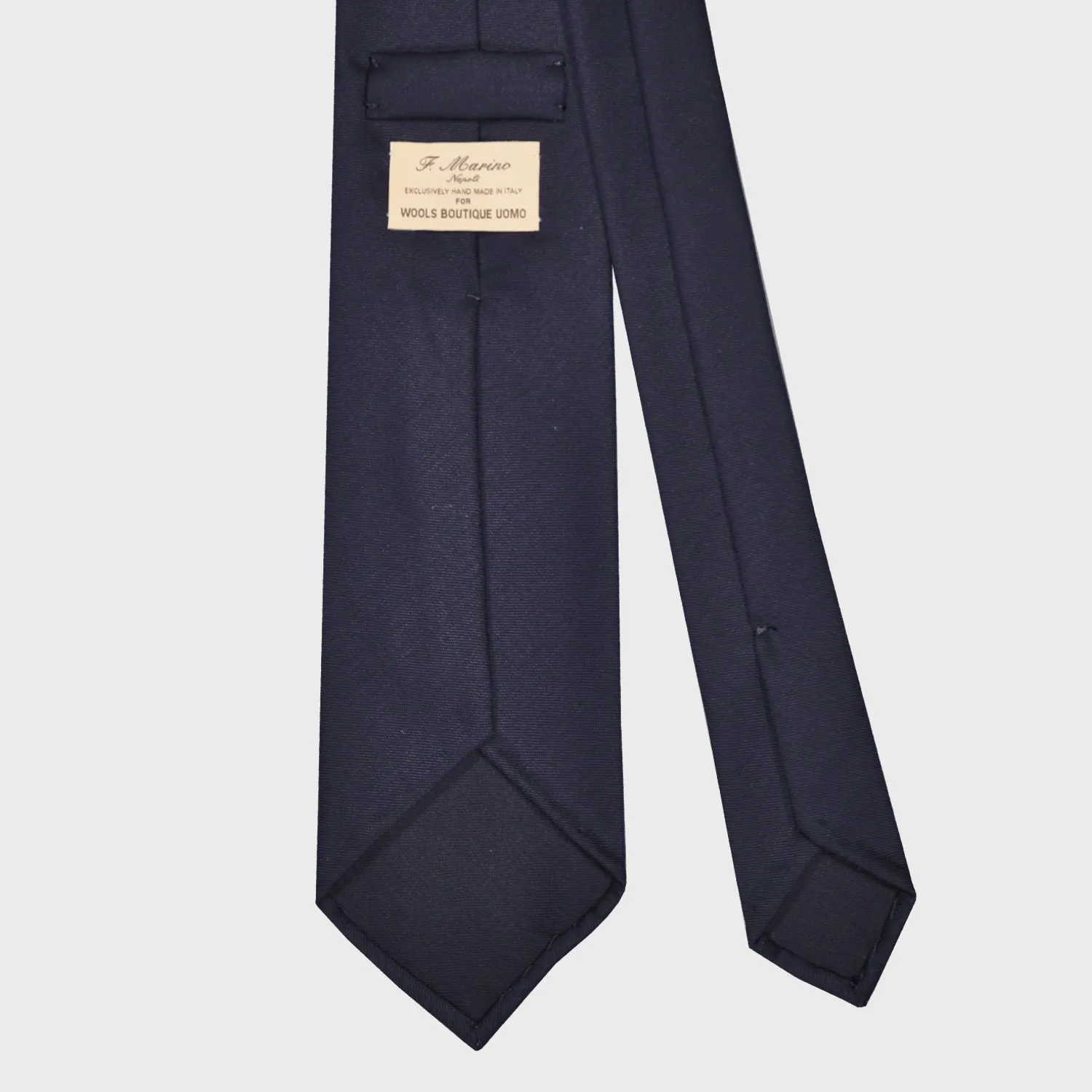 F.Marino Wool Tie 3 Folds Blue