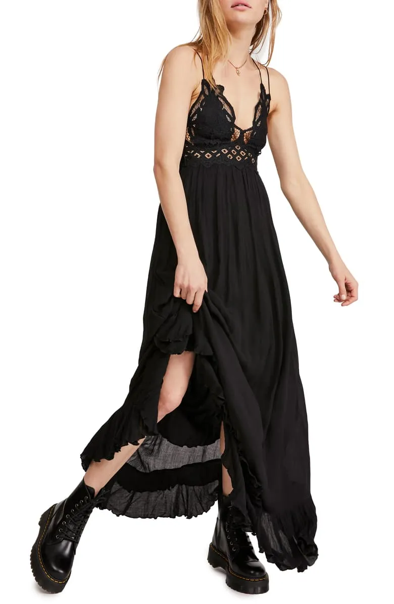 FREE PEOPLE: ADELLA BLACK MAXI DRESS