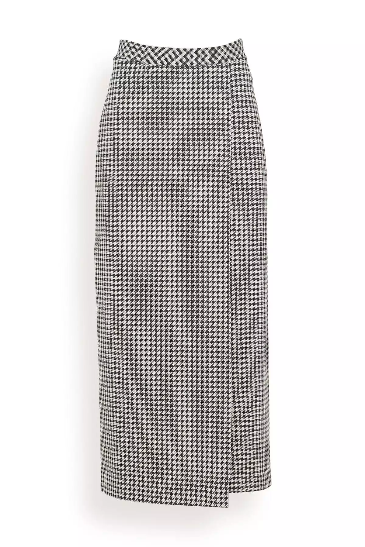 Gingham Pull-On Wrap Front Skirt in Black/White