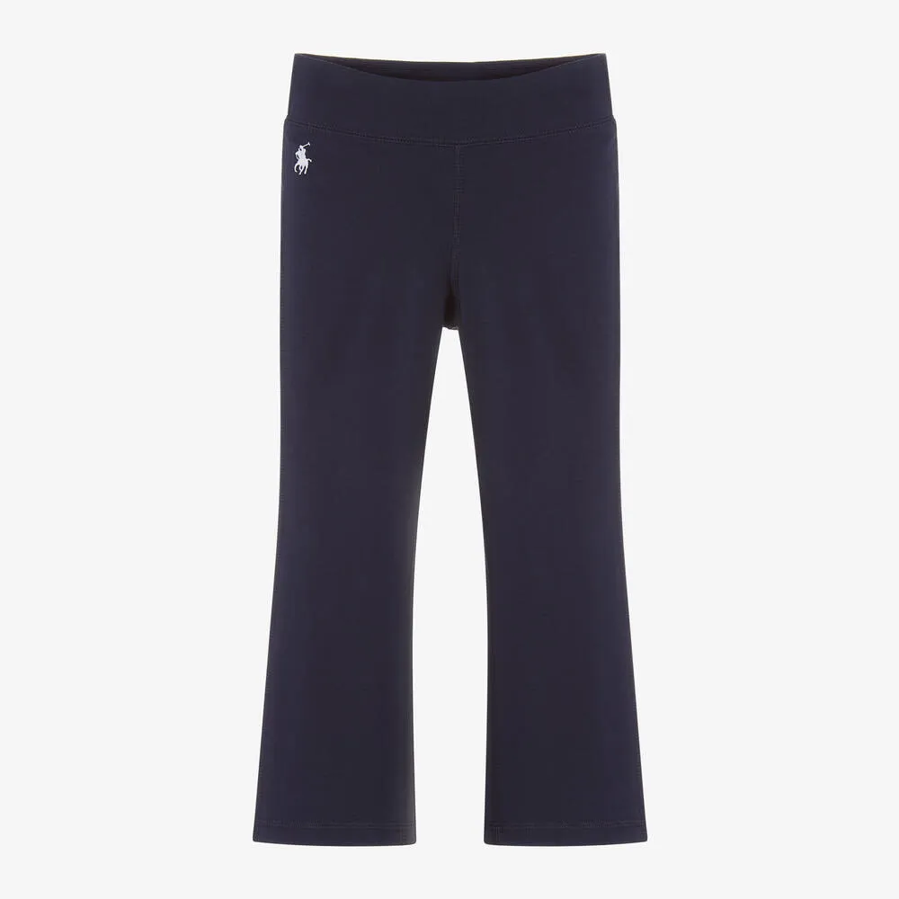 Girls Navy Blue Cotton Flared Leggings