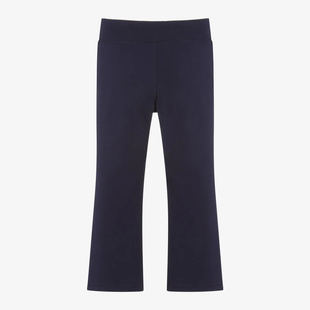 Girls Navy Blue Cotton Flared Leggings