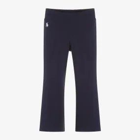 Girls Navy Blue Cotton Flared Leggings