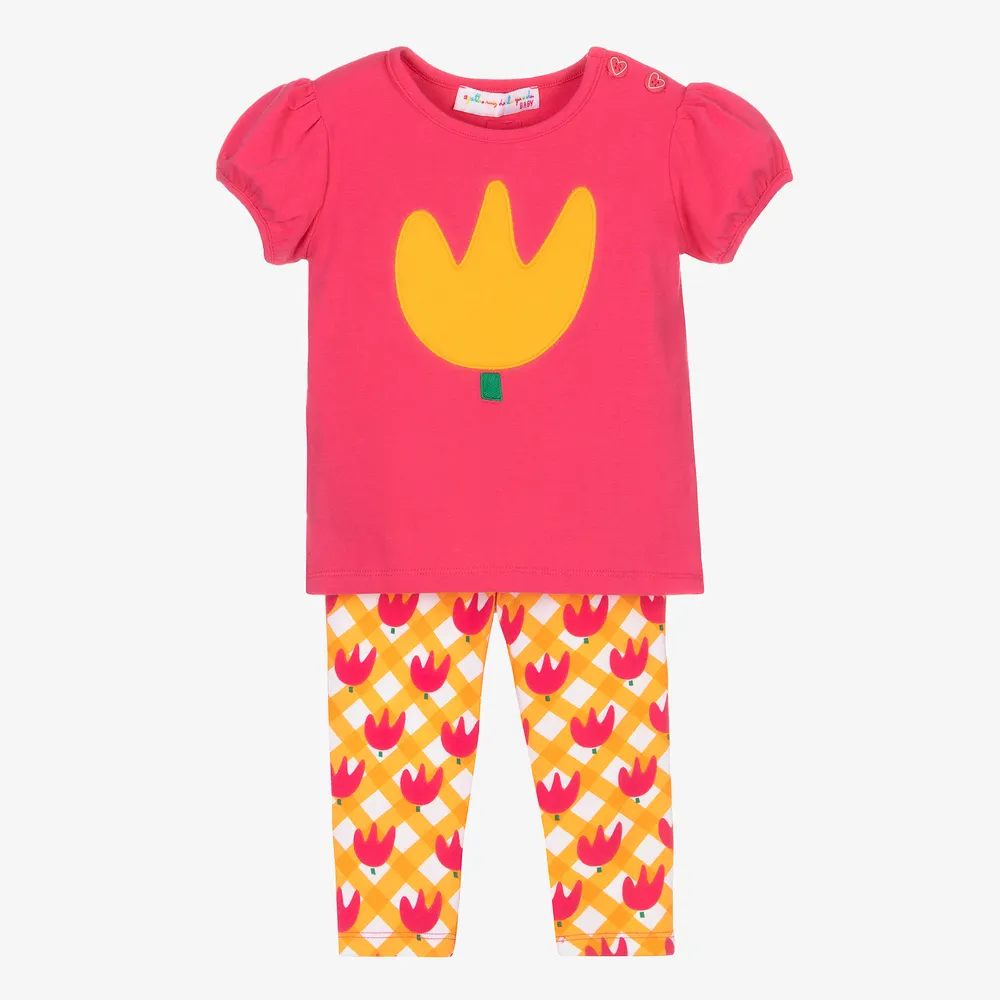 Girls Pink Tulip Leggings Set