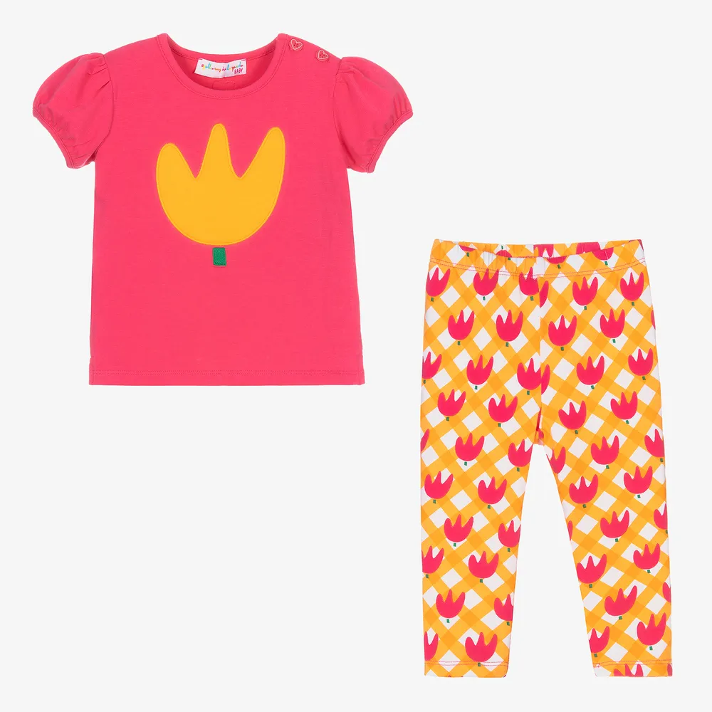 Girls Pink Tulip Leggings Set