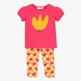 Girls Pink Tulip Leggings Set