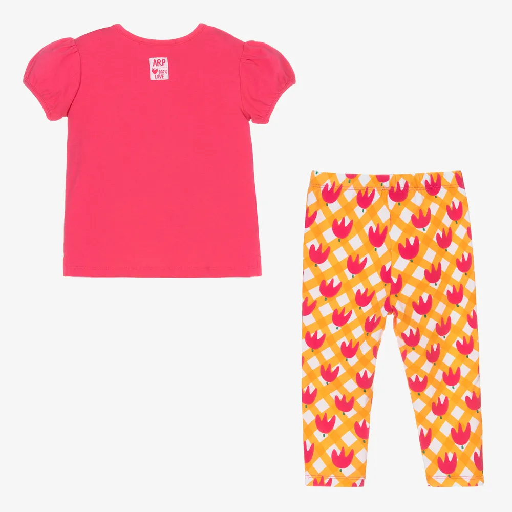 Girls Pink Tulip Leggings Set