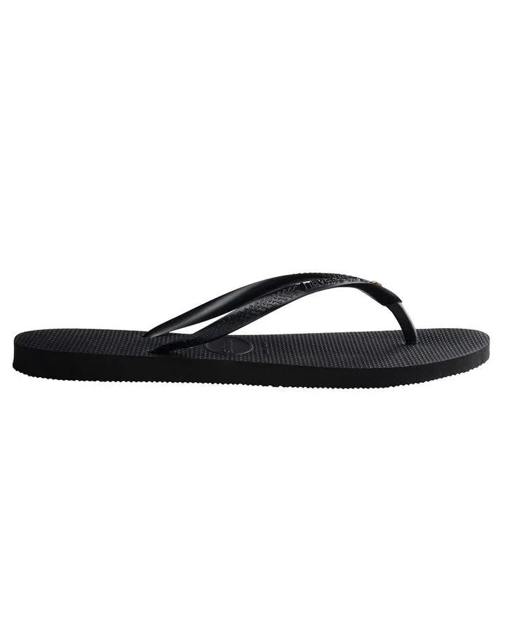 Havaianas Slim Crystal Womens Thongs - Black