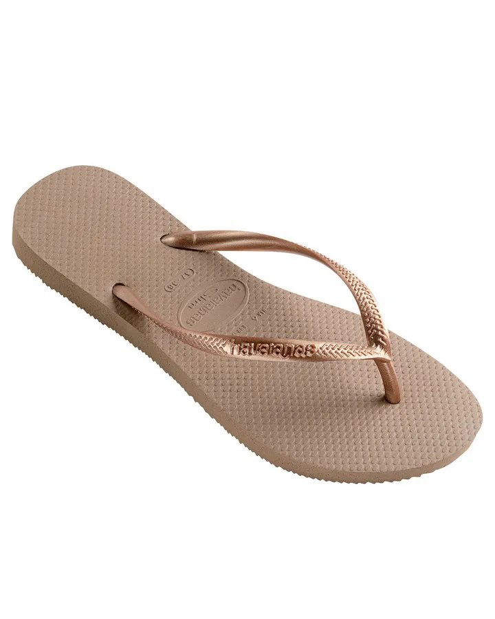 Havaianas Slim Metallic Womens Thongs - Rose Gold