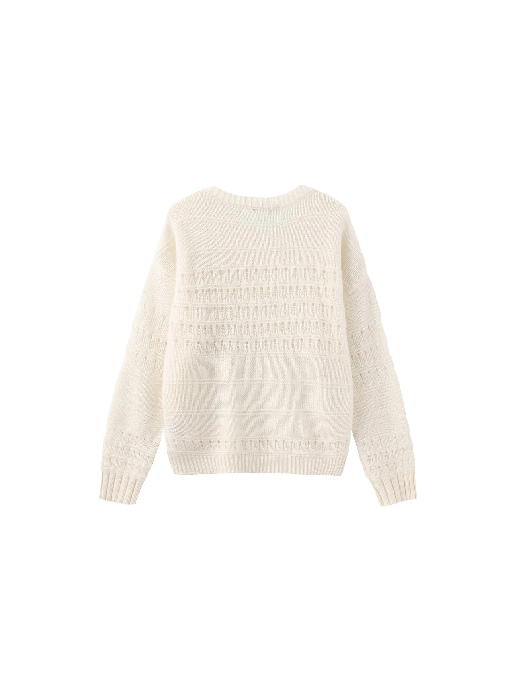 Hollowed 100% Wool Long Sleeves Knit Sweater