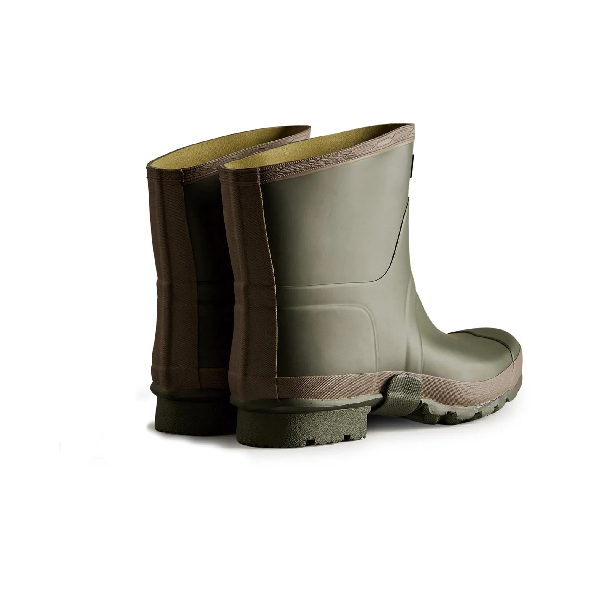 Hunter Gardener Short Mens Wellington Boot - Dark Olive/Clay