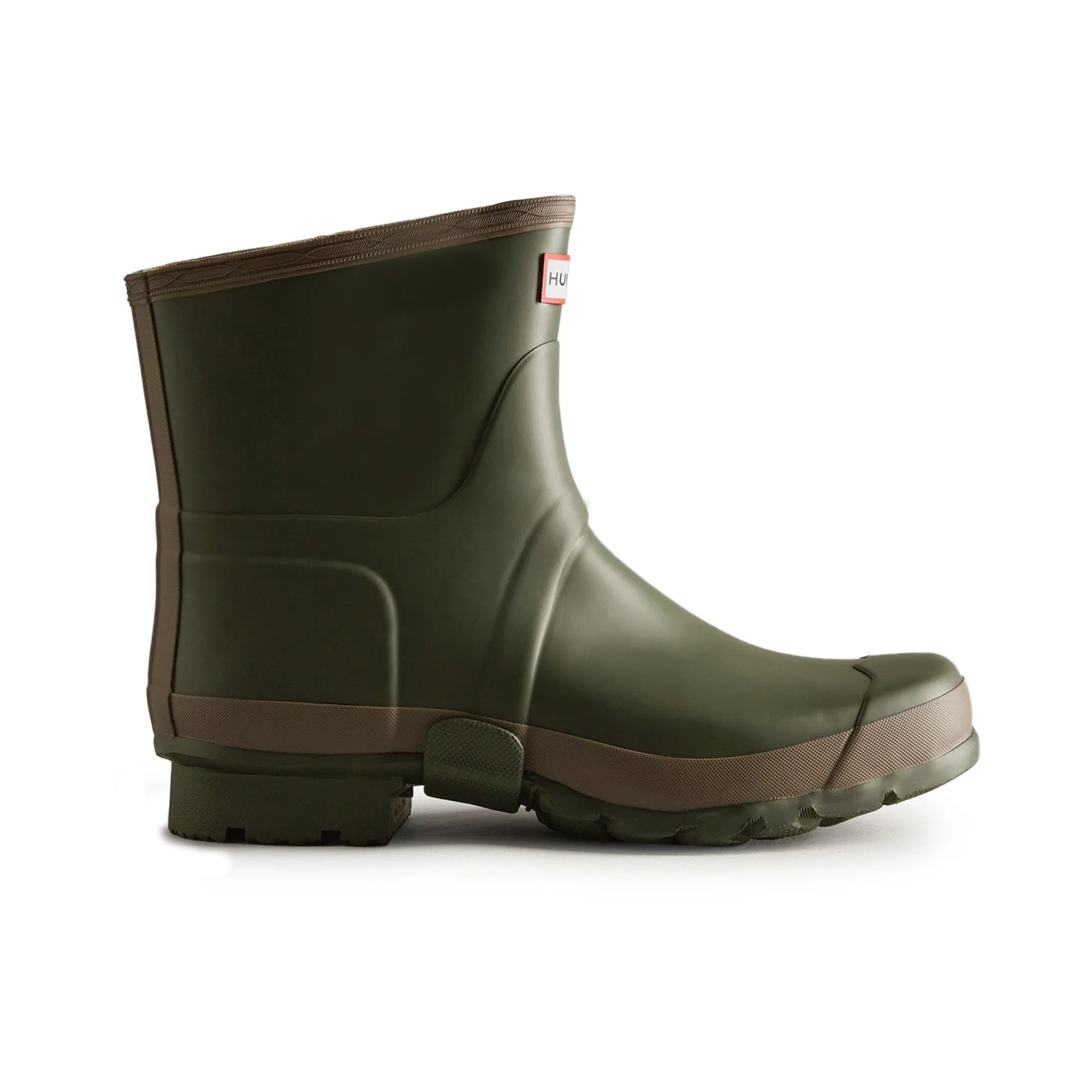 Hunter Gardener Short Mens Wellington Boot - Dark Olive/Clay