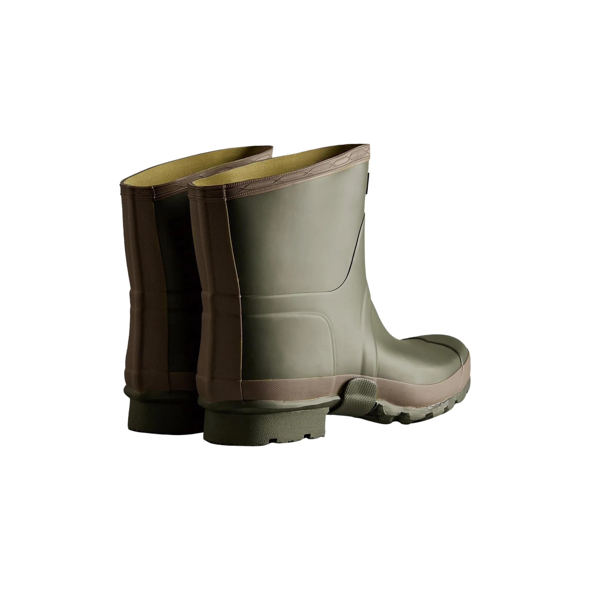 Hunter Gardener Short Mens Wellington Boot - Dark Olive/Clay