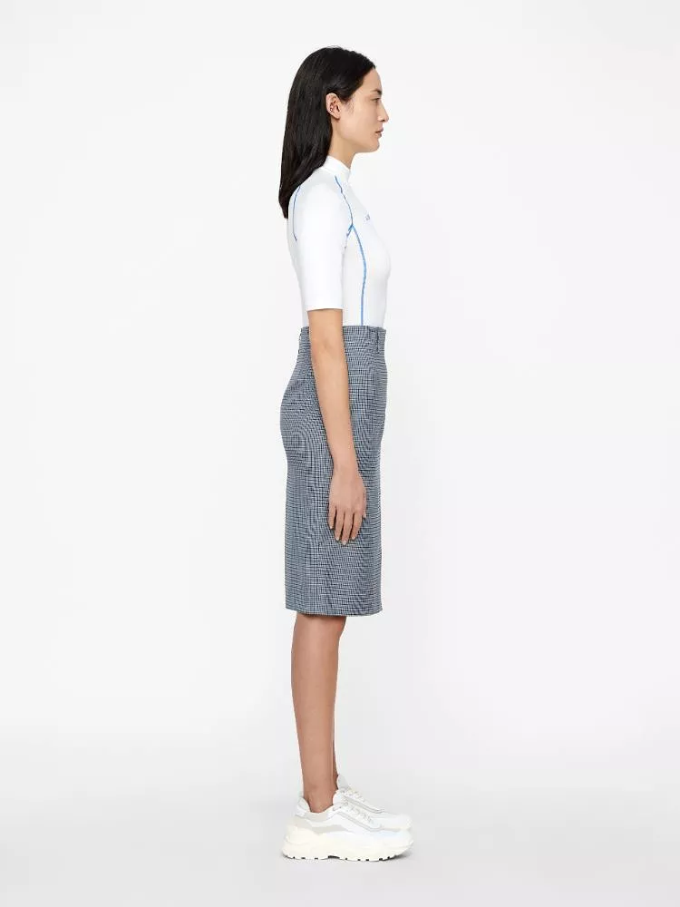 J.Lindeberg Womens Silva Microcheck Skirt - JL NAVY