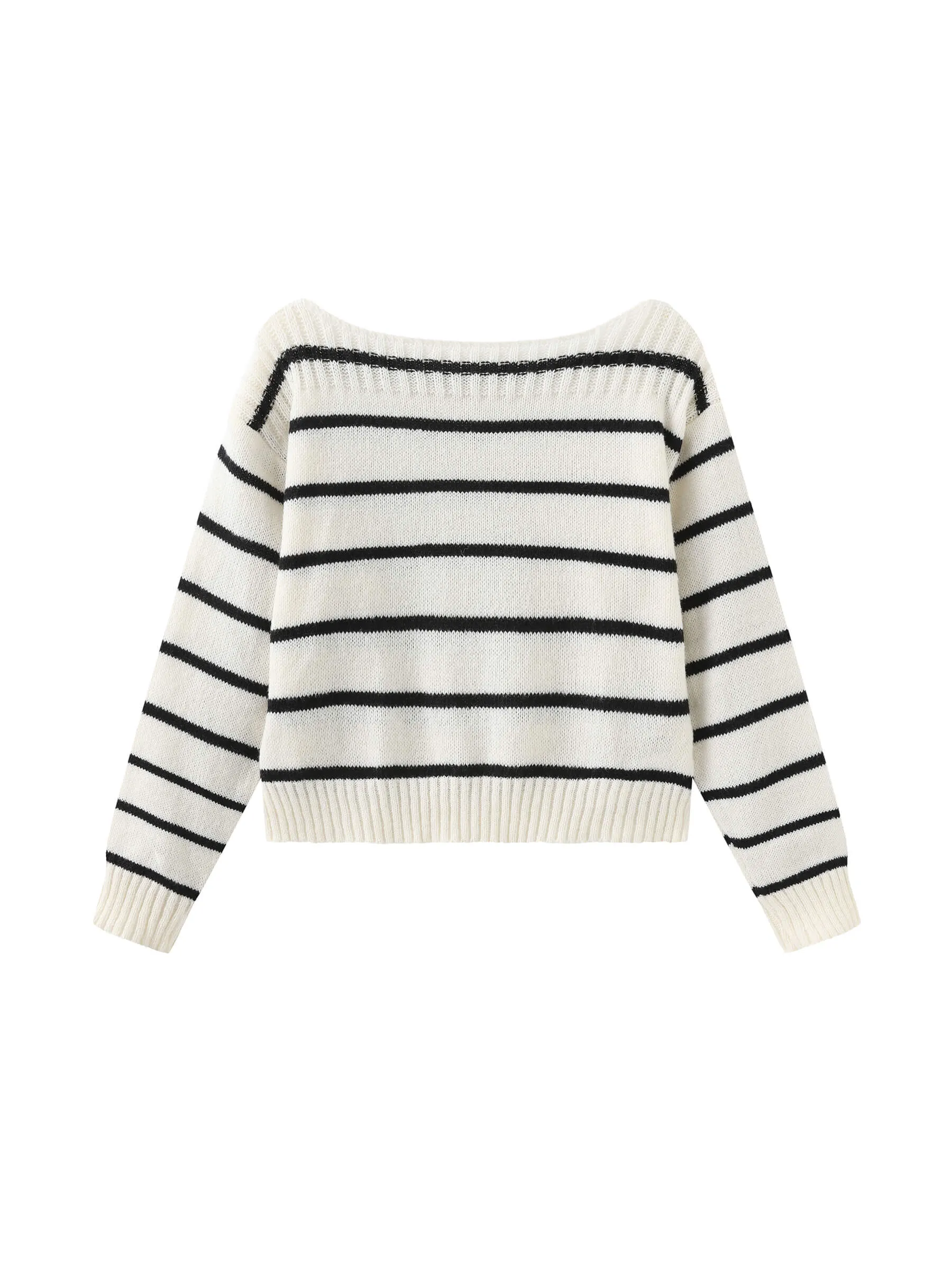 Large Collar Striped Contrast Color Sweater