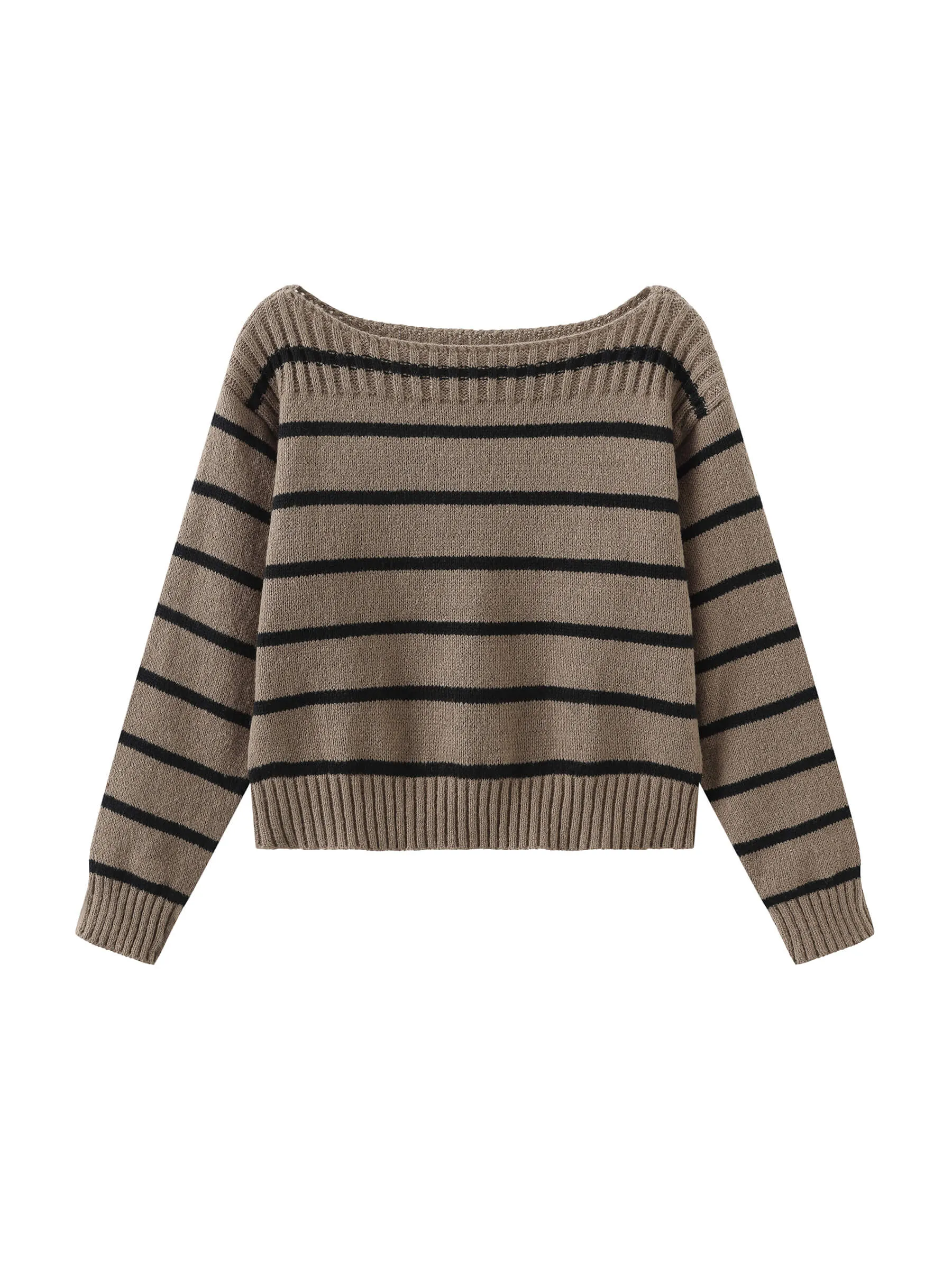 Large Collar Striped Contrast Color Sweater