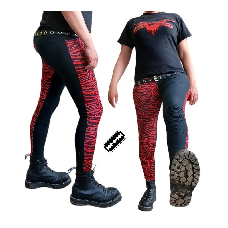 Leggings Punk bicolor red zebra