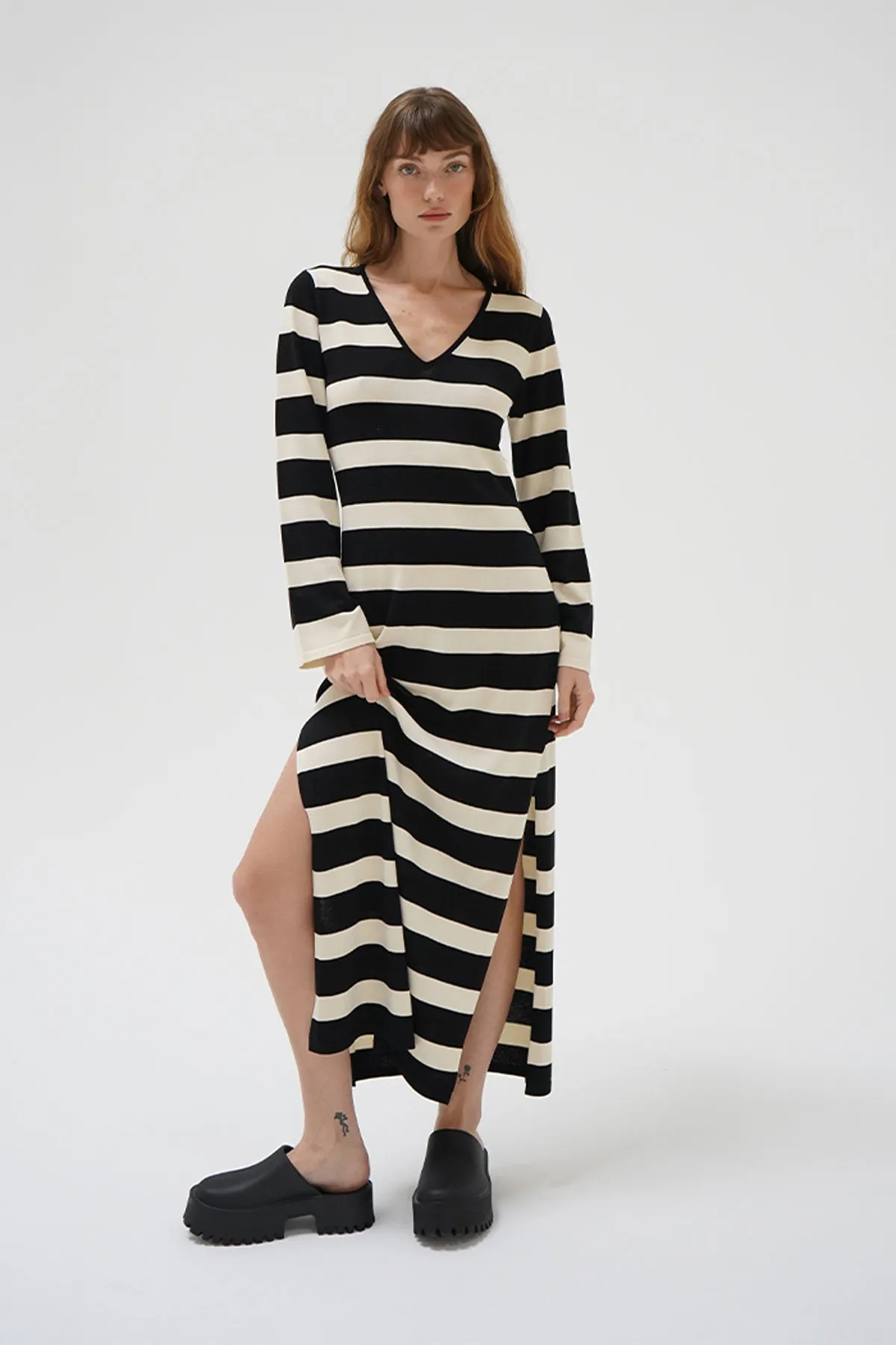 LNA Elin Maxi Dress / Ivory & Black