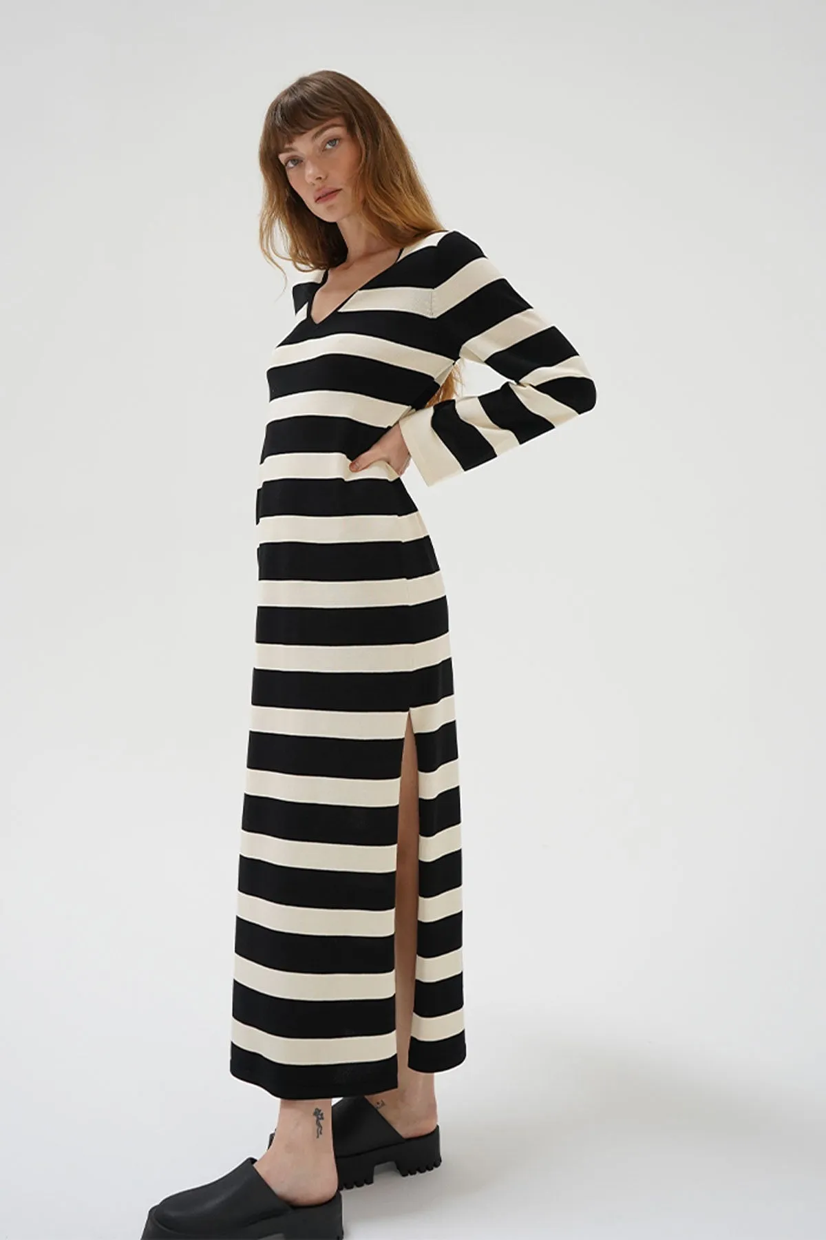 LNA Elin Maxi Dress / Ivory & Black