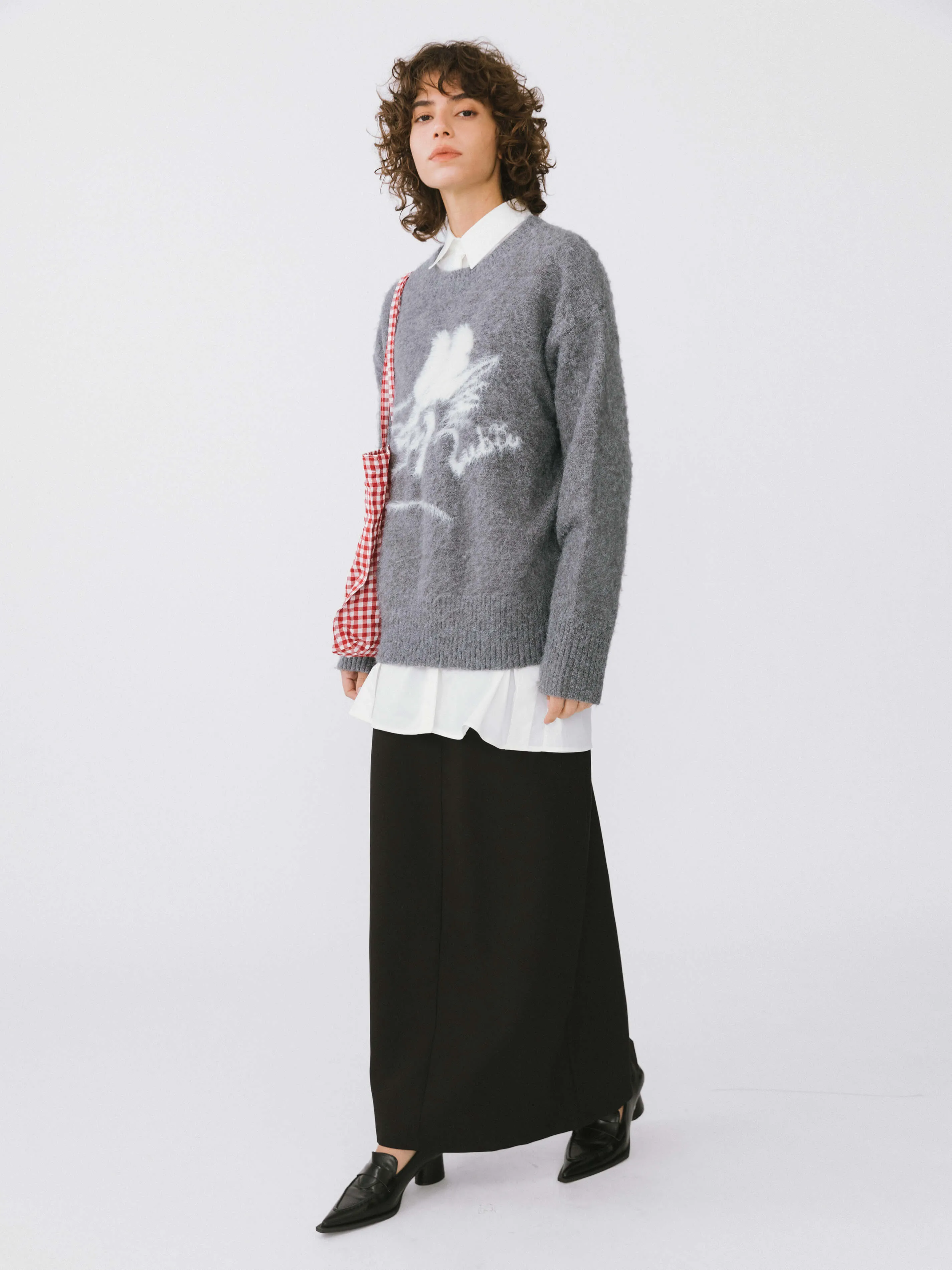 Loose Fit Color Block Jacquard Sweater