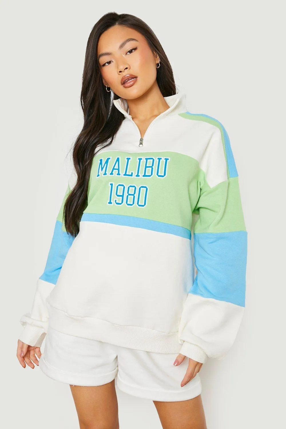 Malibu Colour Block Half Zip Sweater