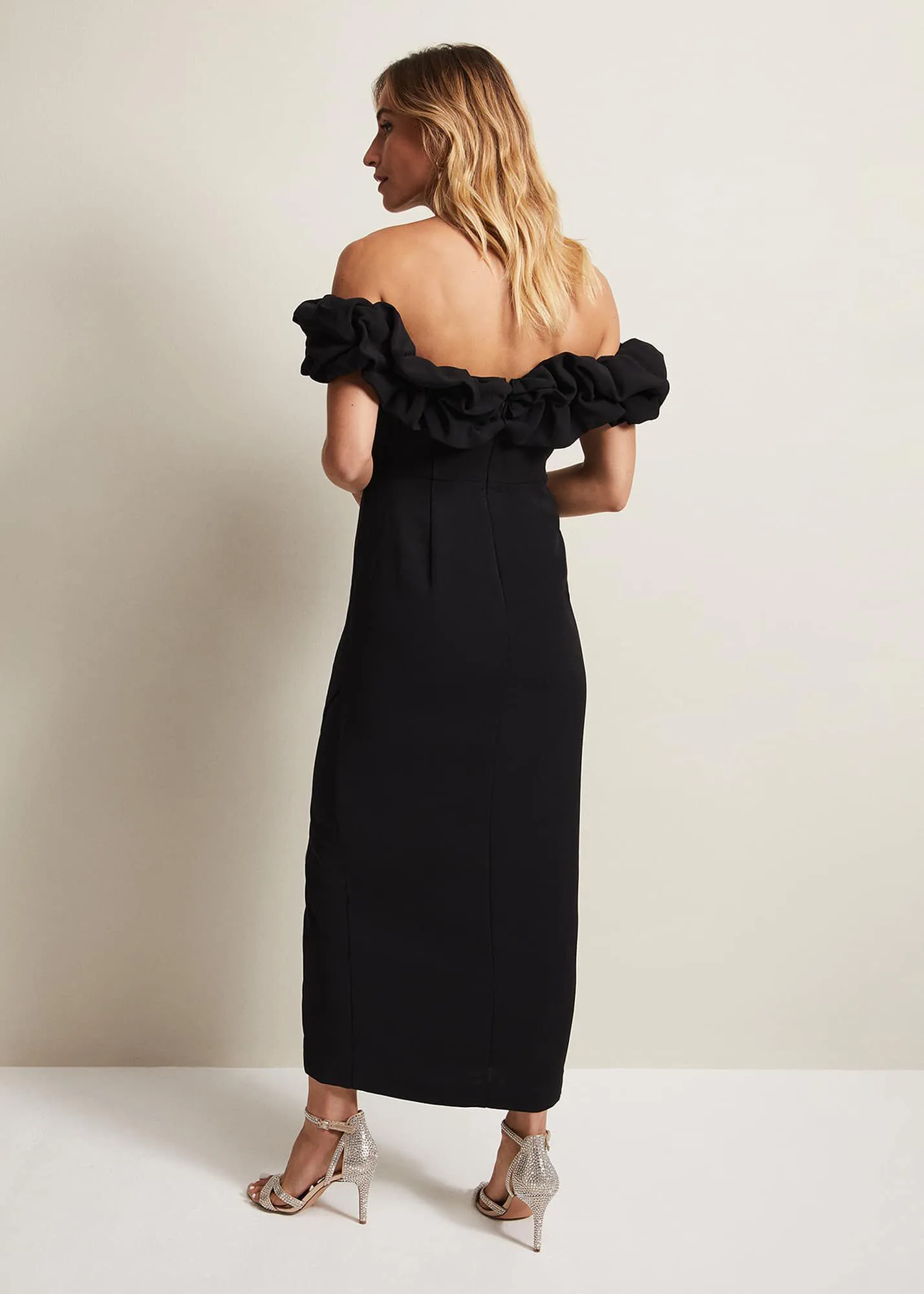 Mallory Black Off The Shoulder Maxi Dress