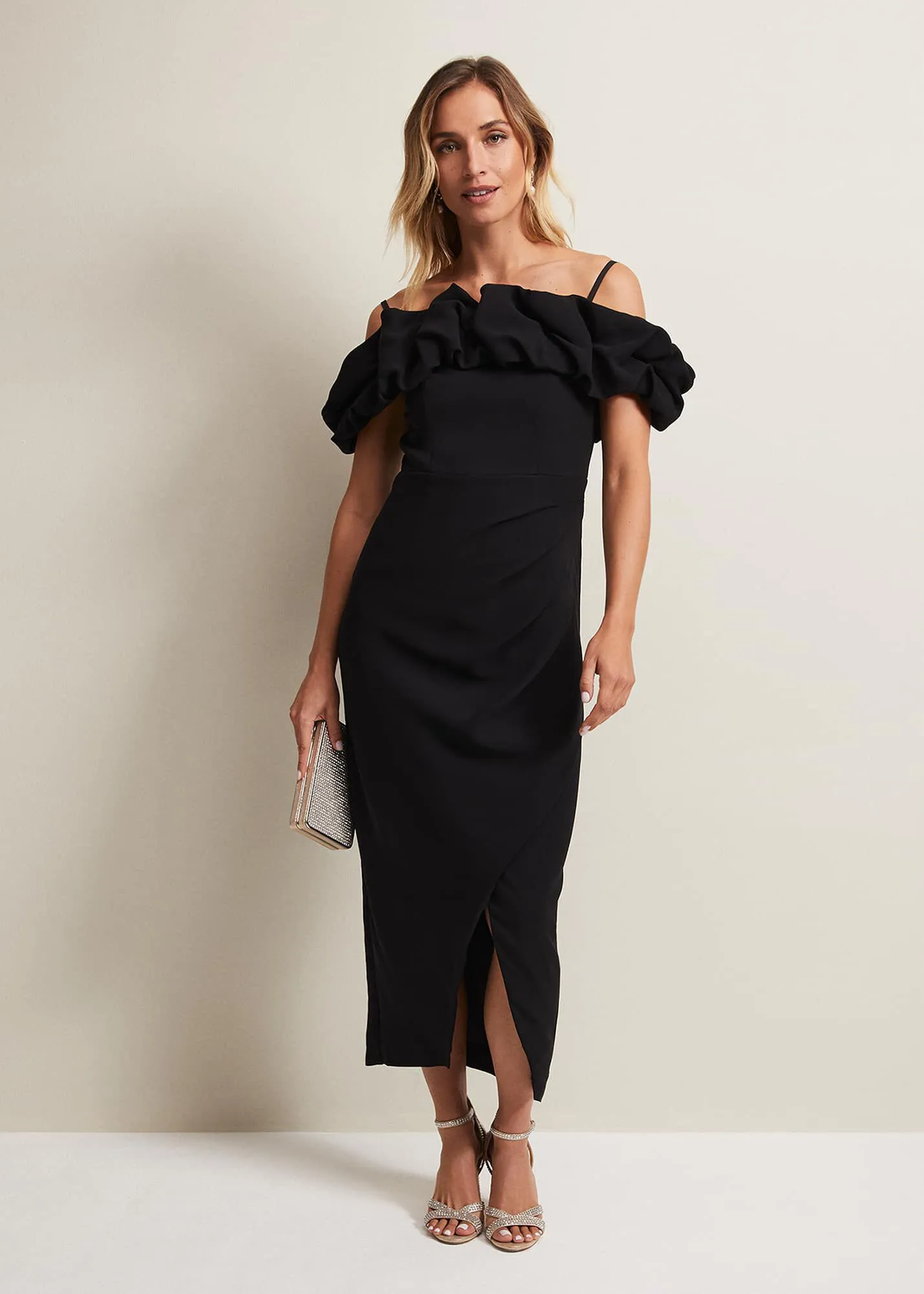 Mallory Black Off The Shoulder Maxi Dress