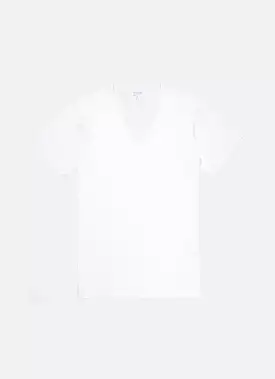 Men's Cellular Cotton V-neck Underwear T-shirt in White