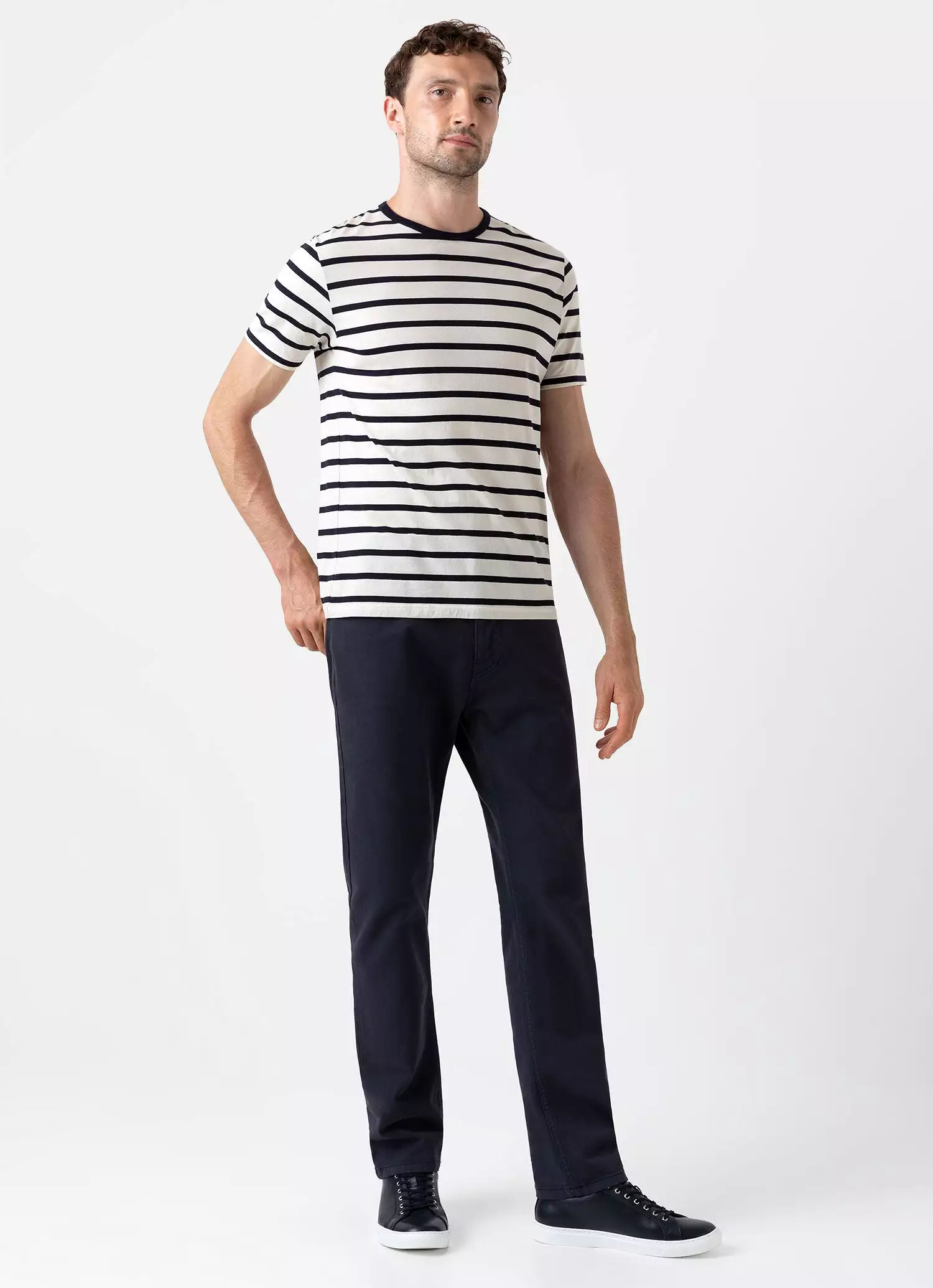 Men's Classic T-shirt in Ecru/Navy Breton Stripe