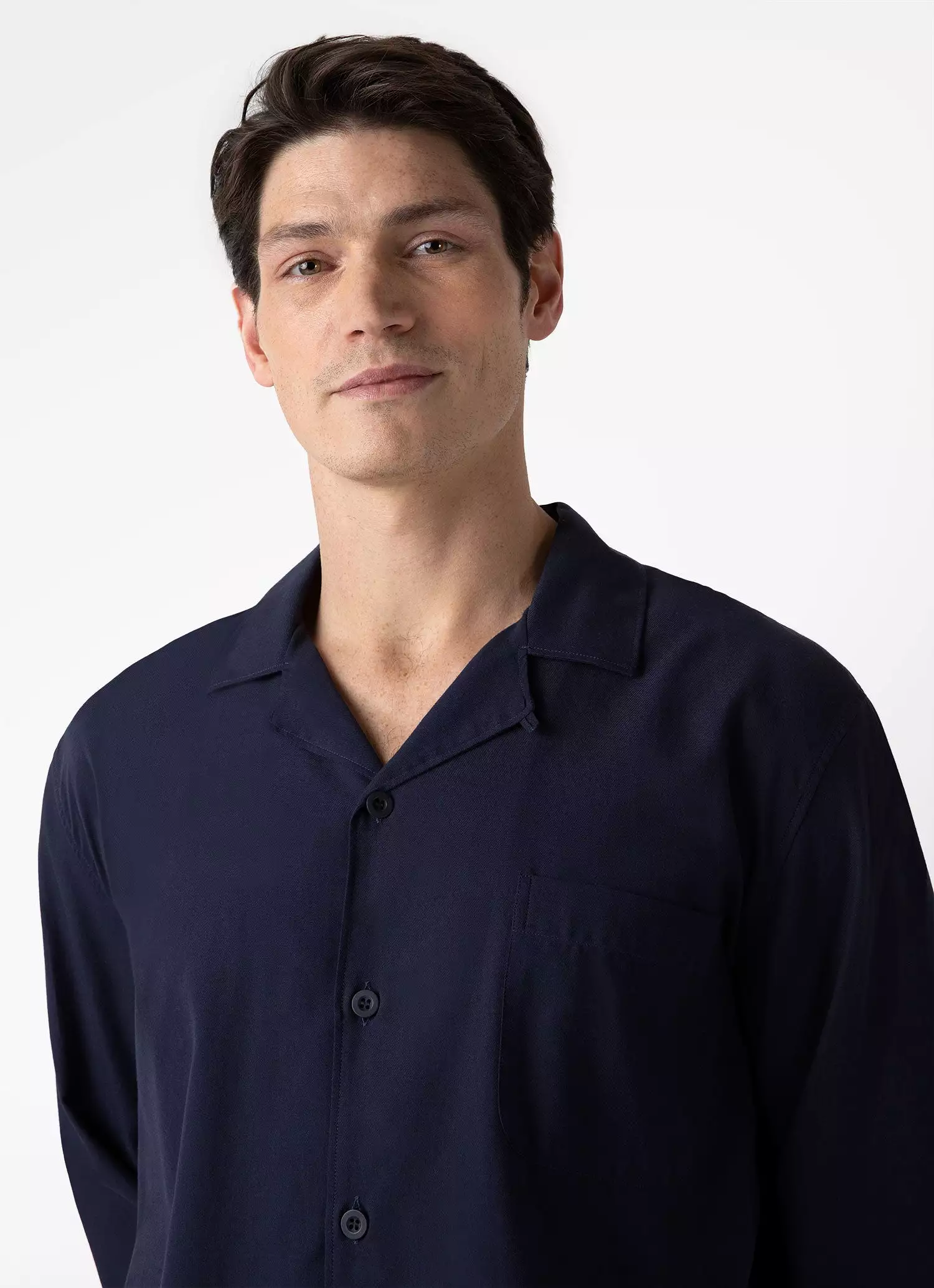 Men's Cotton Flannel Pyjama Shirt in Navy