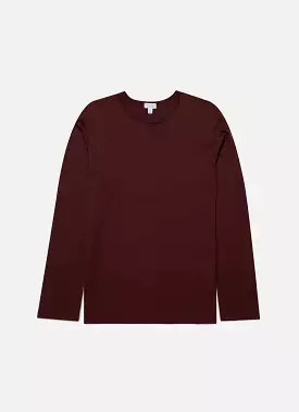 Men's Cotton Modal Lounge Long Sleeve T-shirt in Maroon