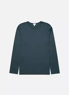 Men's Cotton Modal Lounge Long Sleeve T-shirt in Peacock