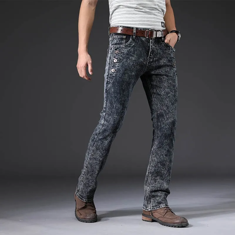 Men's Denim Casual Stretchy Slim Fit Micro Flared Bell Bottom Pants