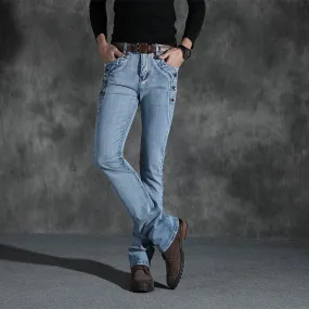 Men's Denim Casual Stretchy Slim Fit Micro Flared Bell Bottom Pants