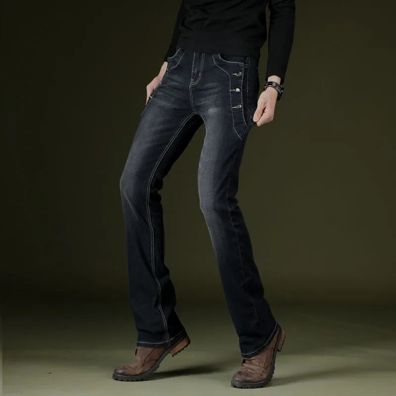 Men's Denim Casual Stretchy Slim Fit Micro Flared Bell Bottom Pants