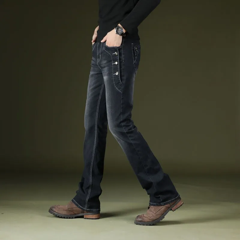 Men's Denim Casual Stretchy Slim Fit Micro Flared Bell Bottom Pants