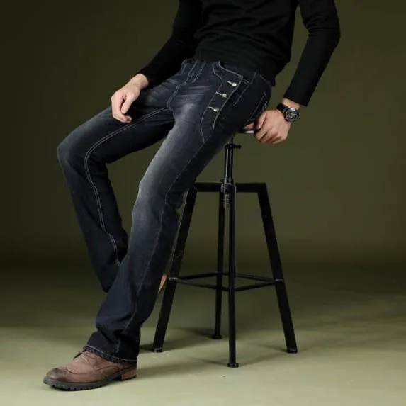 Men's Denim Casual Stretchy Slim Fit Micro Flared Bell Bottom Pants