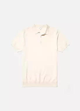 Men's Knit Polo Shirt in Ecru