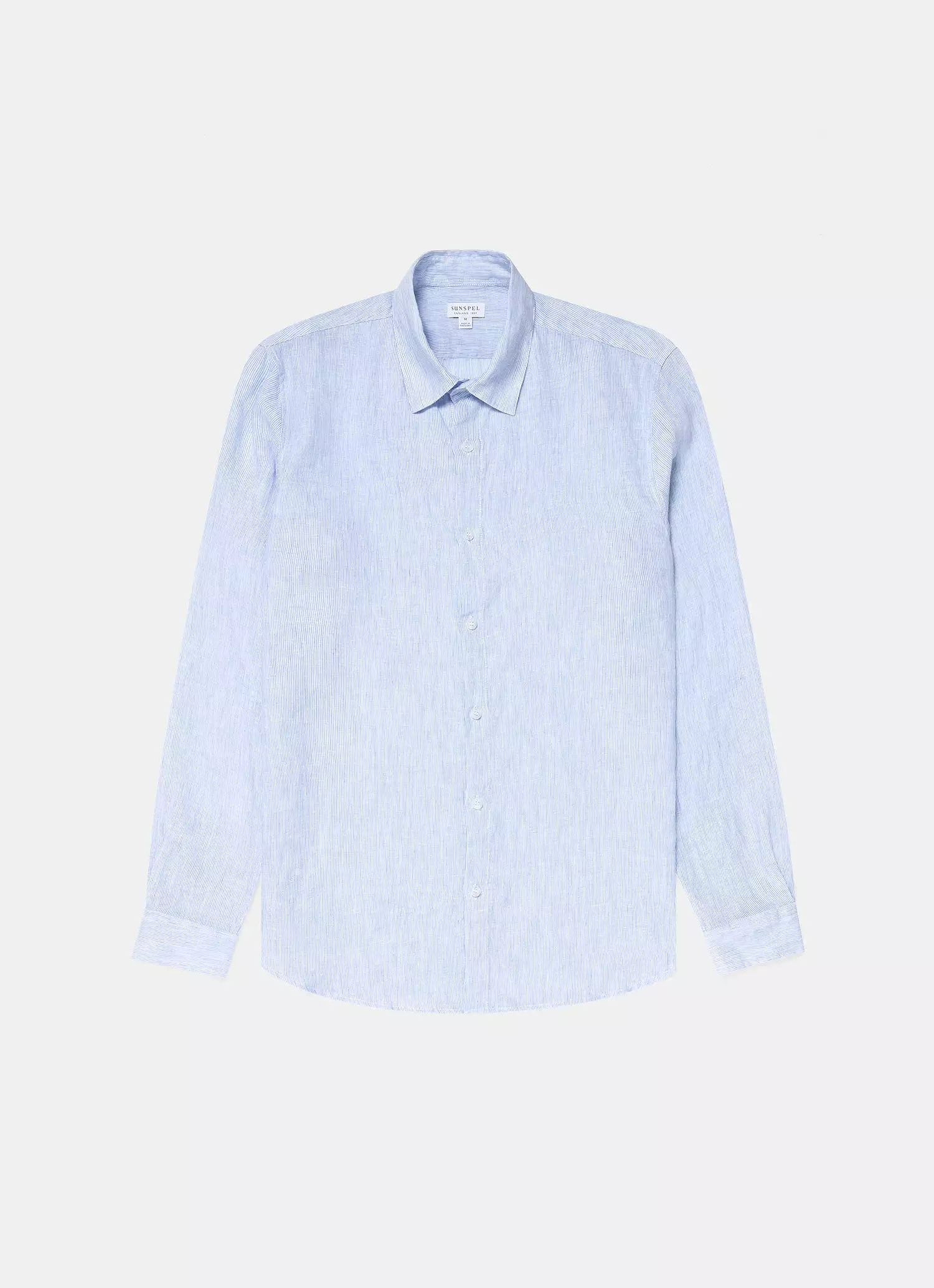 Men's Linen Shirt in Cool Blue Micro Stripe