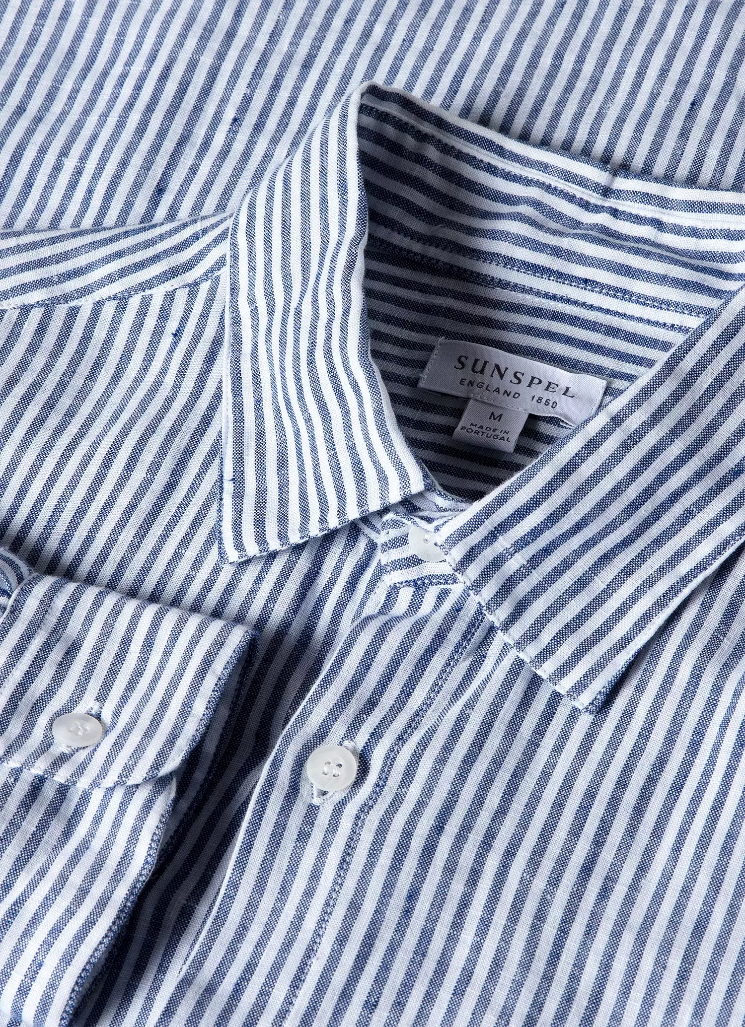 Men's Linen Shirt in Navy/White Linen Stripe